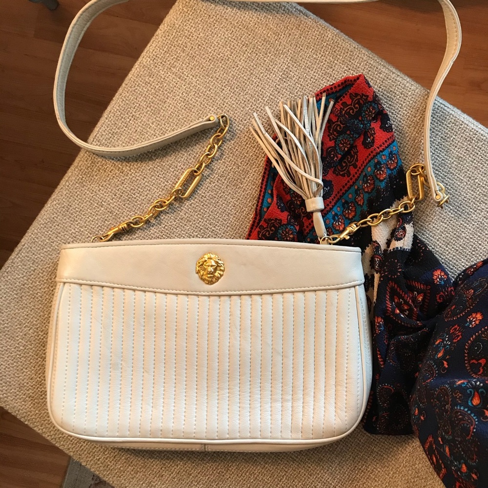 Anne Klein cream quilted leather crossbody